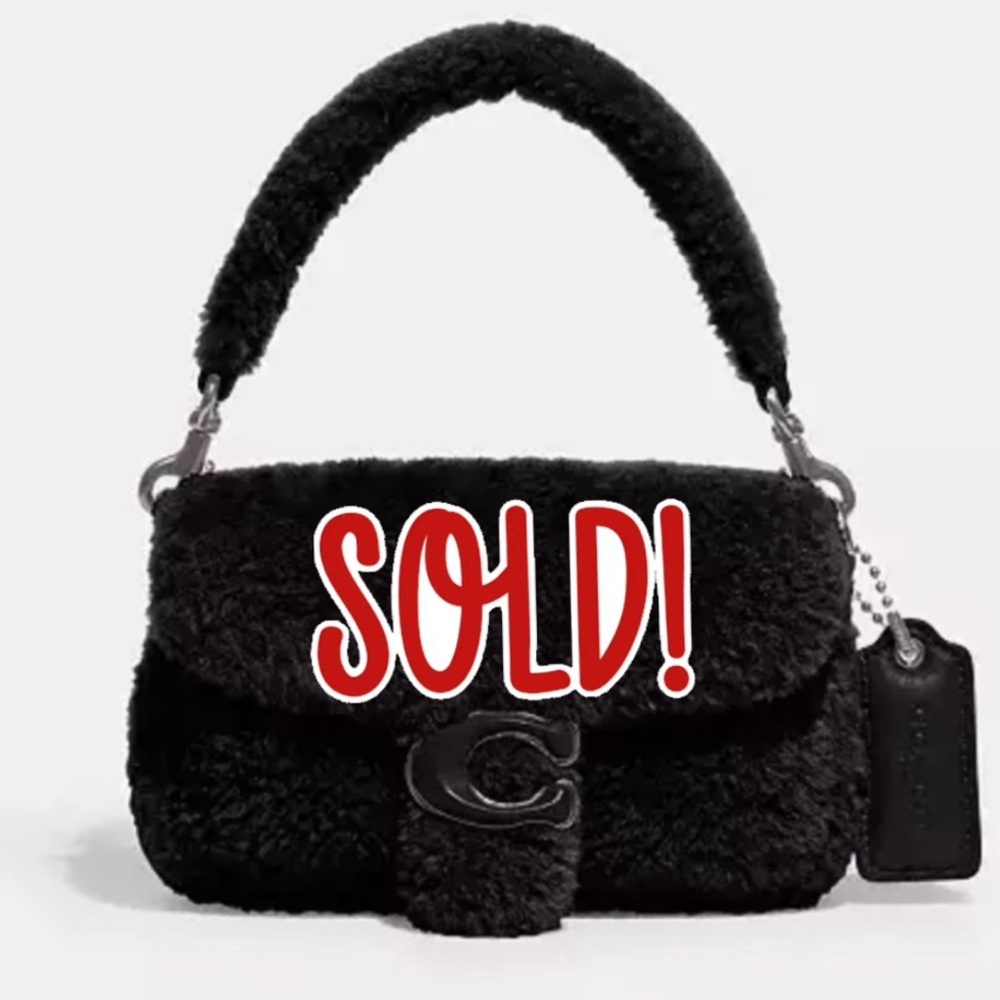 NWT Coach CC444 Pillow Tabby Shoulder Bag 18 In Shearling Black